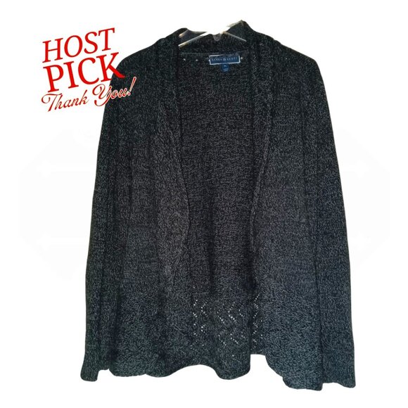 Women's XL Karen Scott Black Ash Color Open Front Comfy Cozy Turbo Cardi… - Picture 1 of 11